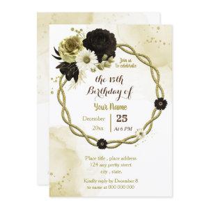 brown ivory gold floral wreath birthday party