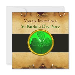 BROWN  PARCHMENT & GREEN SHAMROCK JEWEL ,black