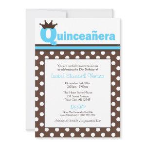 Brown Polka Dot & Aqua Blue Quinceañera