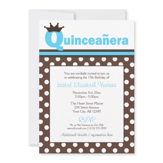 Brown Polka Dot & Aqua Blue Quinceañera