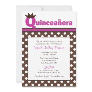 Brown Polka Dot & Fuchsia Quinceañera