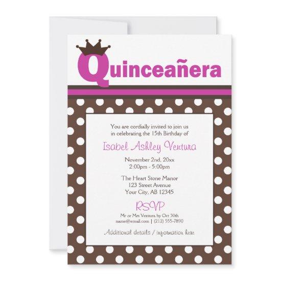 Brown Polka Dot & Fuchsia Quinceañera