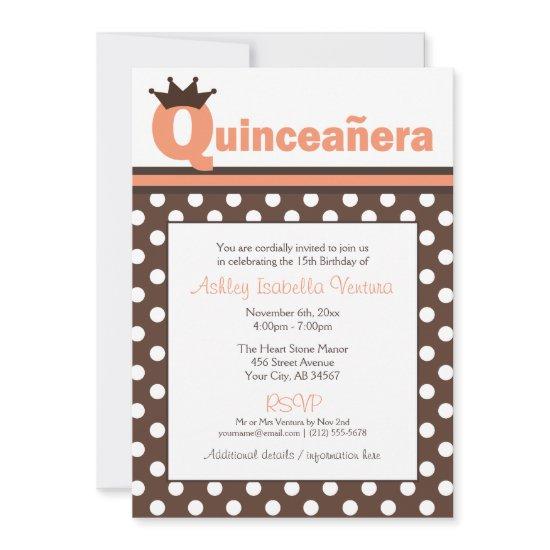 Brown Polka Dot & Orange Quinceañera