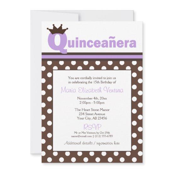 Brown Polka Dot & Purple Quinceañera