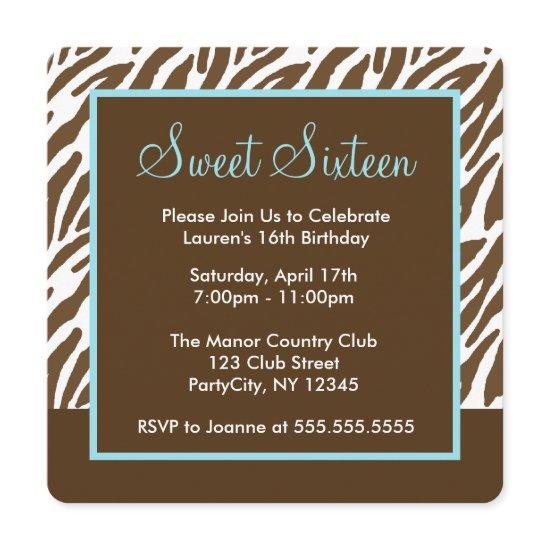 Brown Zebra Print Sweet Sixteen Party