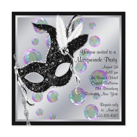 Bubbles Black and White Masquerade Party