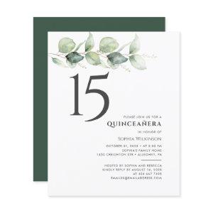 Budget 15th Birthday Eucalyptus Quinceanera Invite