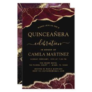 Budget Agate Burgundy Quinceañera Gold 15th