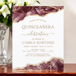 Budget Agate Burgundy Quinceañera Gold 15th