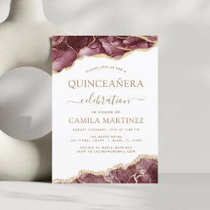 Budget Agate Burgundy Quinceañera Gold 15th