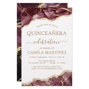 Budget Agate Burgundy Quinceañera Gold 15th