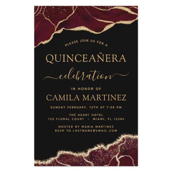 Budget Agate Burgundy Quinceañera Gold 15th