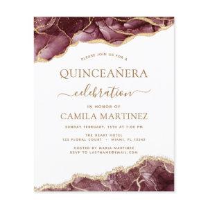 Budget Agate Burgundy Quinceañera Gold 15th Flyer