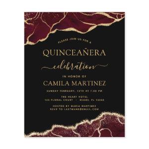 Budget Agate Burgundy Quinceañera Gold 15th Flyer