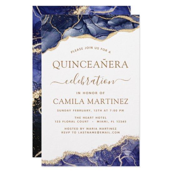 Budget Agate Navy Blue Quinceañera Gold