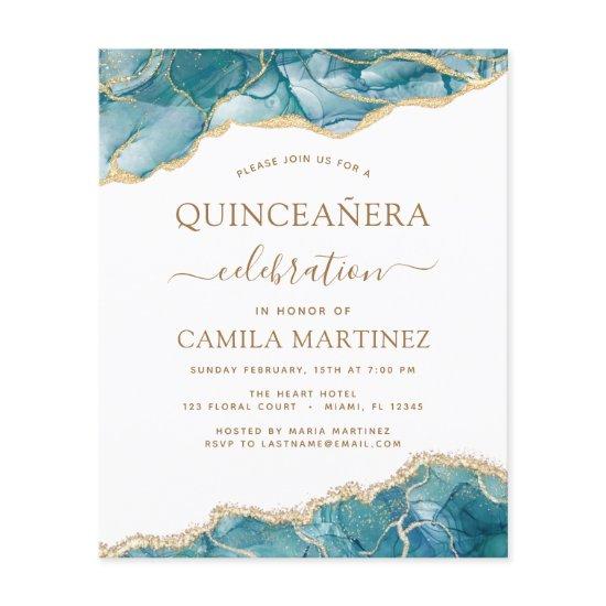 Budget Agate Turquoise Quinceañera Teal Gold Flyer