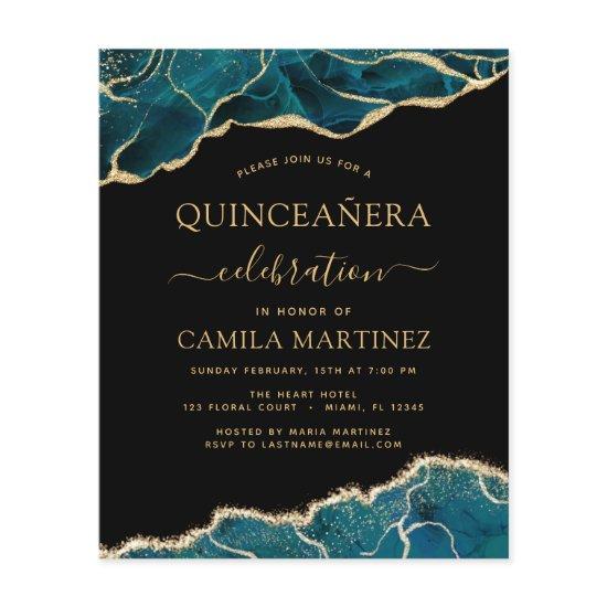 Budget Agate Turquoise Quinceañera Teal Gold Flyer