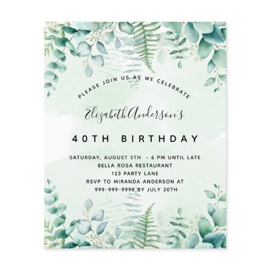 Budget birthday eucalyptus greenery