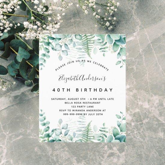 Budget birthday eucalyptus greenery