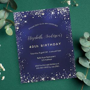 Budget birthday navy blue gold glitter