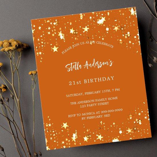 Budget birthday orange gold stars  flyer