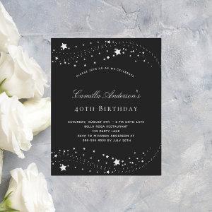 Budget birthday party black silver stars elegant