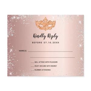 Budget birthday rose gold silver masquerade RSVP