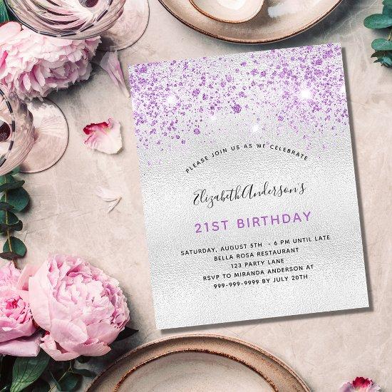 Budget birthday silver purple glitter