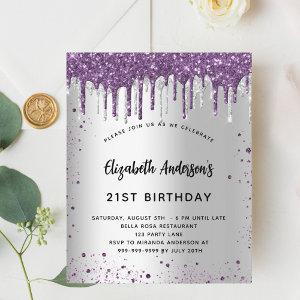 Budget birthday silver purple glitter