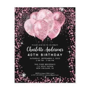 Budget Black Blush Pink Glitter Balloon Birthday