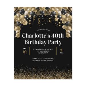 Budget Black Gold Balloon Glitter Any Age Birthday