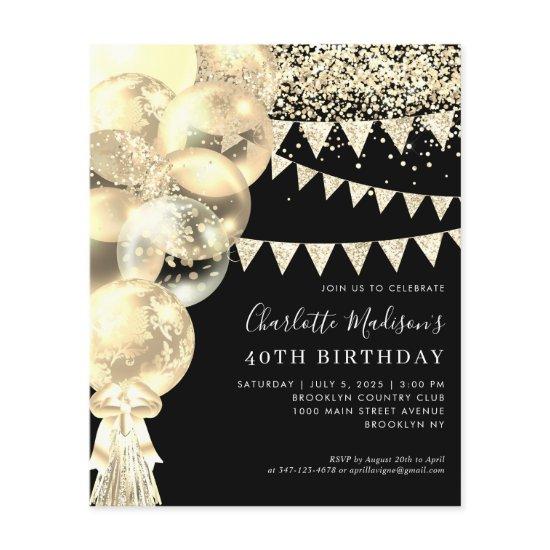 Budget Black Gold Balloon Tassel Any Age Birthday