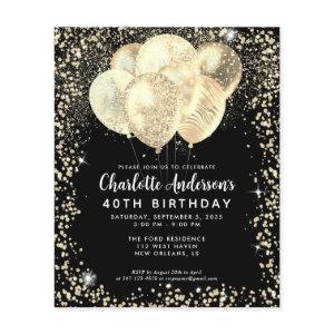 Budget Black Gold Glam Glitter Balloon Birthday