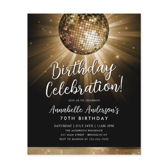 Budget Black Gold Glitter 70s Disco Ball Birthday