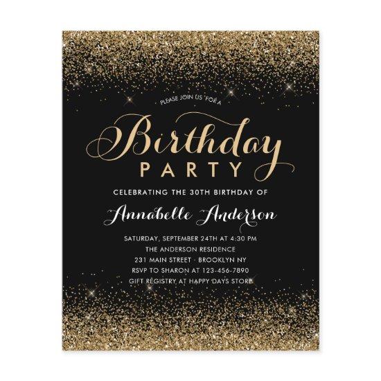 Budget Black Gold Glitter Sparkle Any Age Birthday