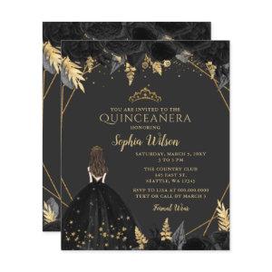 Budget Black Gold Princess Quinceañera