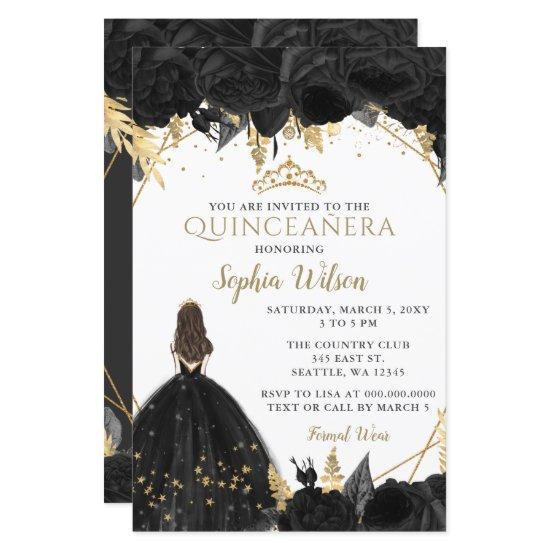 Budget Black Gold Princess Quinceañera