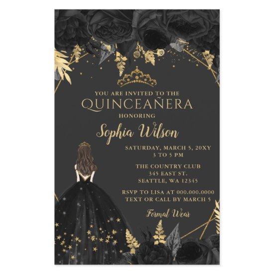 Budget Black Gold Princess Quinceañera
