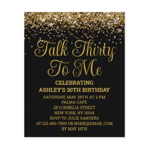 Budget Black Gold Talk Thirty To Me Party Invite