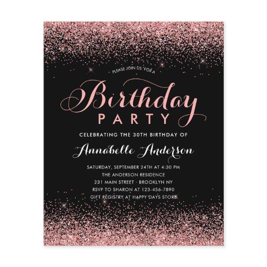 Budget Black Hot Pink Glitter Any Age Birthday