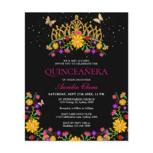 Budget Black Mexican Floral Gold Tiara Quinceanera