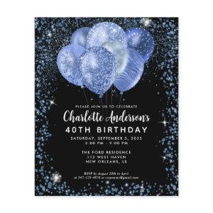 Budget Black Navy Blue Glitter Balloon Birthday