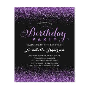 Budget Black Purple Plum Glitter Any Age Birthday