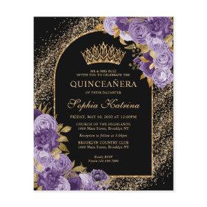 Budget Black Purple Violet Gold Floral Quinceanera