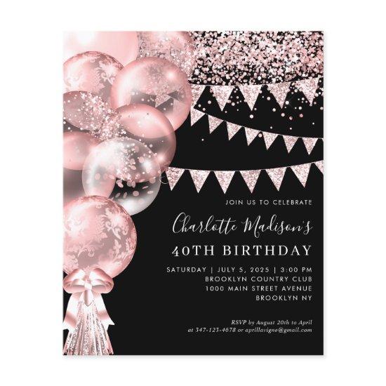 Budget Black Rose Gold Balloon Any Age Birthday