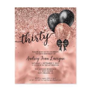 Budget Black Rose Gold Balloon Bow 30th Birthday