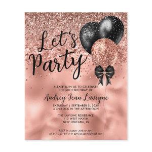 Budget Black Rose Gold Balloon Lets Party Birthday