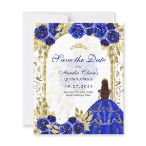 BUDGET Blue Floral Princess Gold Arch Quinceanera