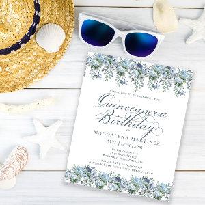 Budget Blue Floral Quinceanera Birthday
