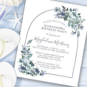 Budget Blue Floral Quinceanera Birthday